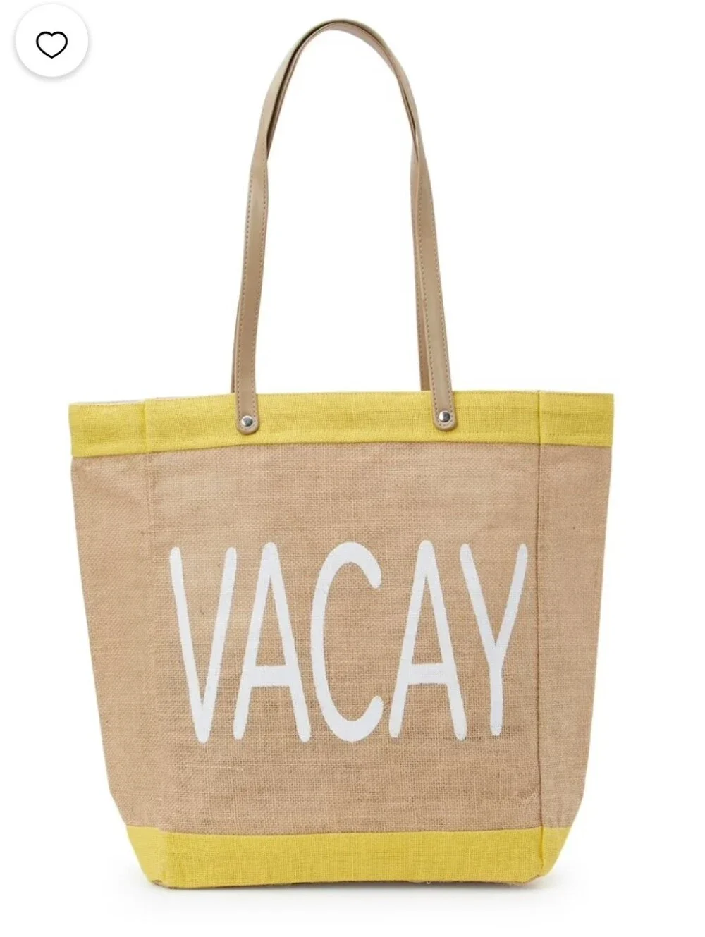 NWOT Vacay Burlap Tote Bag